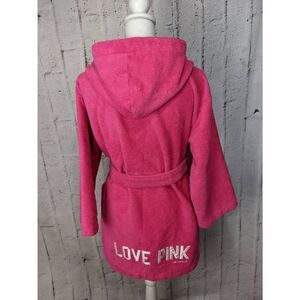 Pink Victoria Secret Y2K Pink Terry Cloth Robe with tie Pockets Spell out on the